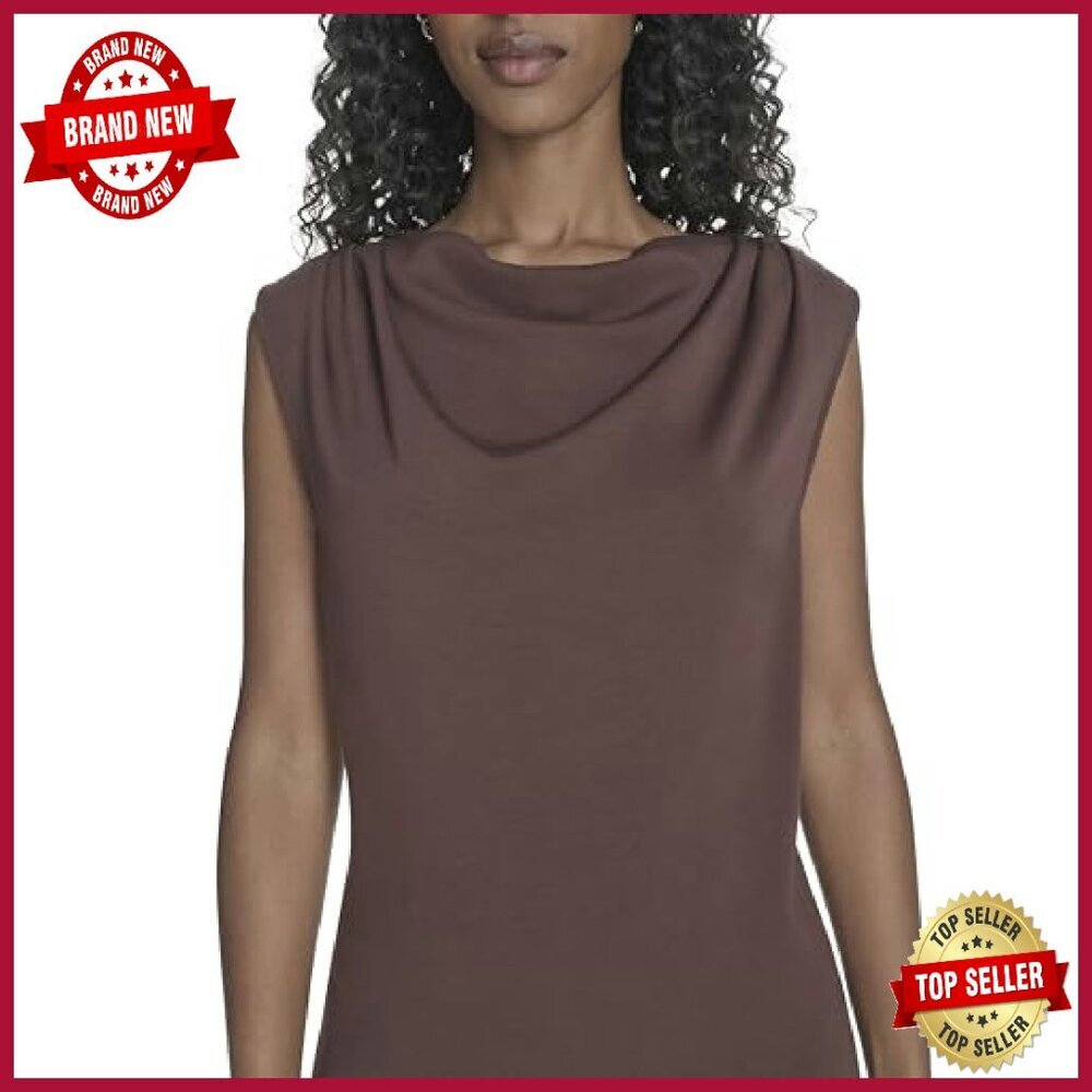 Drape Neck Sleeveless Knit Top, Soft Fabric, Versatile Wardrobe Essential - Picture 6 of 7
